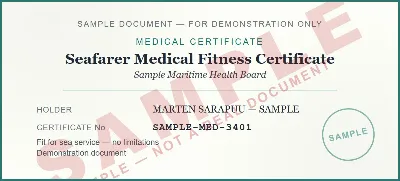 Seafarer Medical Fitness Certificate